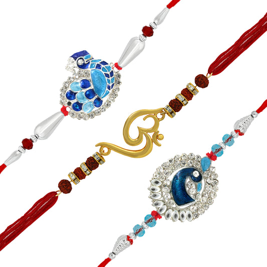 Combo of Om and Peacock Rakhis
