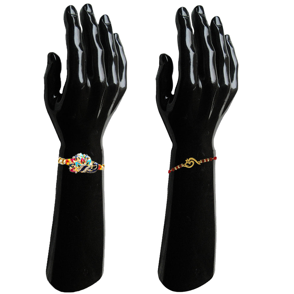 Combo of Om and Peacock 'Bhaiya bhabhi' Rakhis