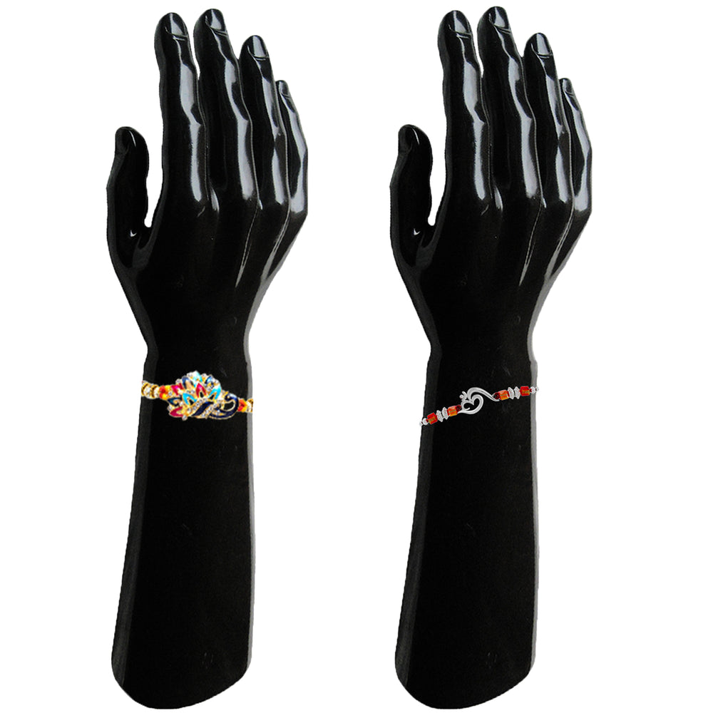 Combo of Om and Peacock 'Bhaiya bhabhi' Rakhis