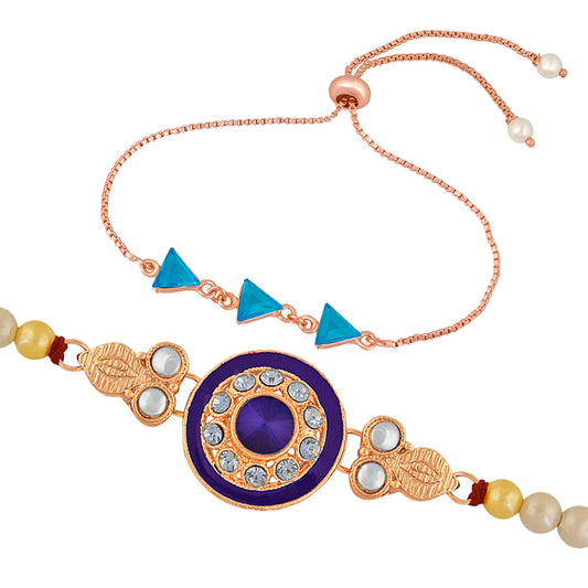 Exclusive Combo of 2 Pcs Handmade Dori Beads Worked Bhaiya Bhabhi Combo Rakhi Bracelet