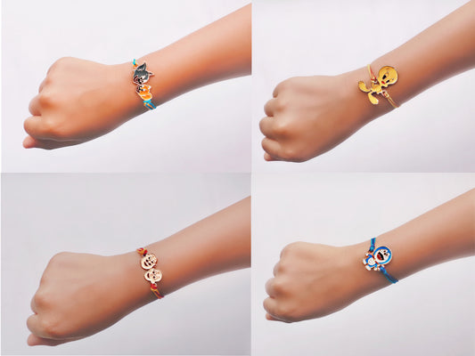 Combo of 4 Popular Trendy Cartoon Multicolor Kids Rakhi