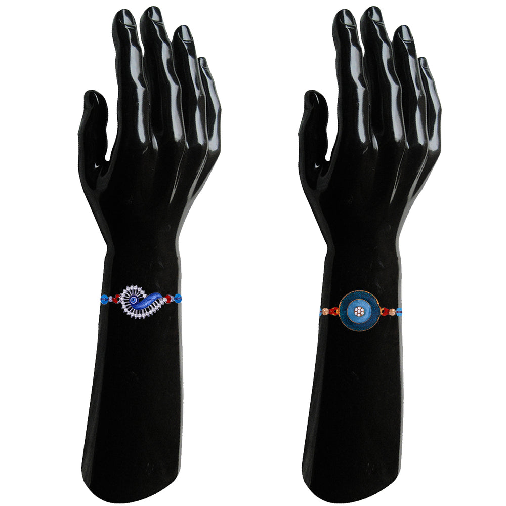 Combo of Floral and Evil Eye Rakhi