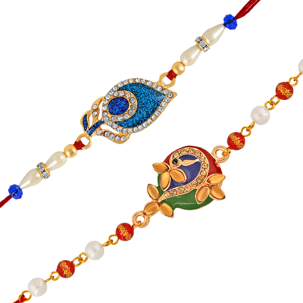 Combo of Peacock and Peacock Feather Rakhi