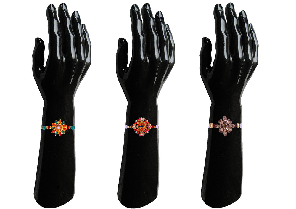 Combo of Three Multicolor Rakhi's