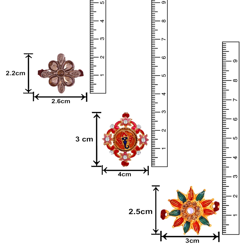 Combo of Three Multicolor Rakhi's