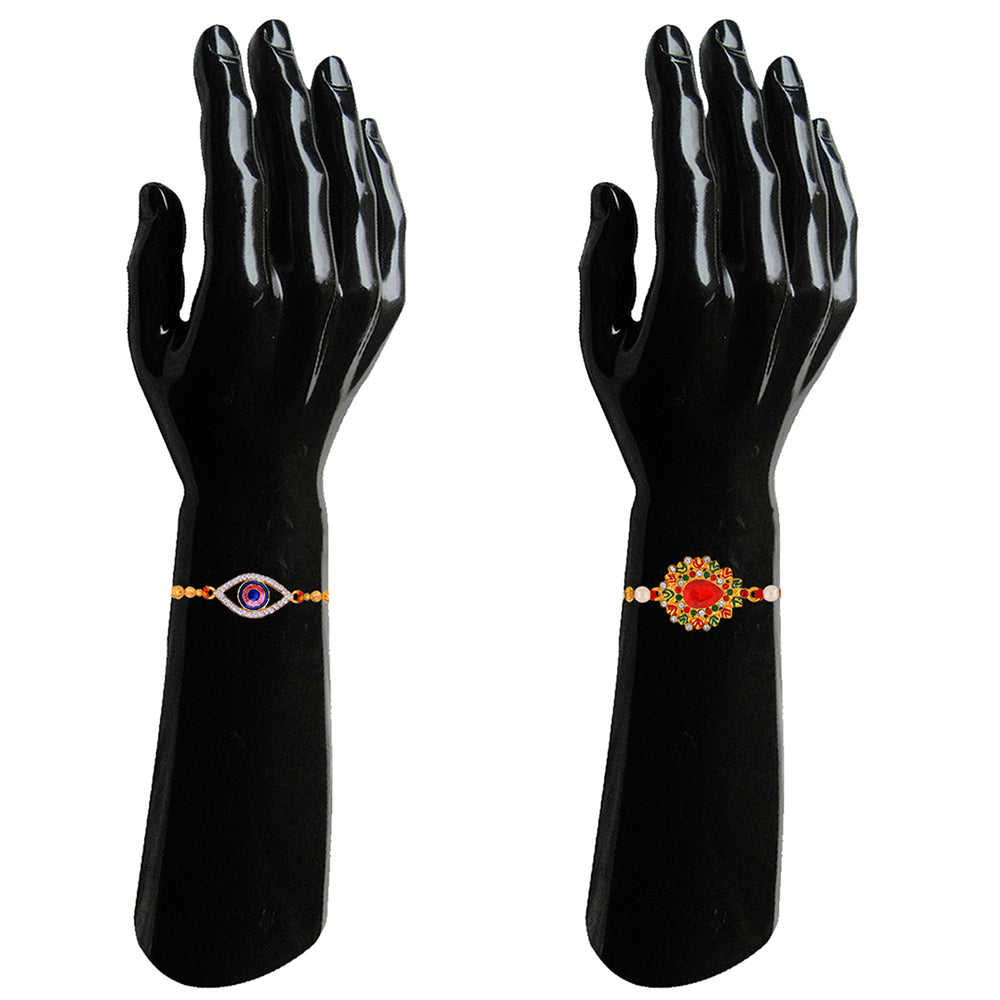 Combo of Classic Designer and Evil Eye Rakhis