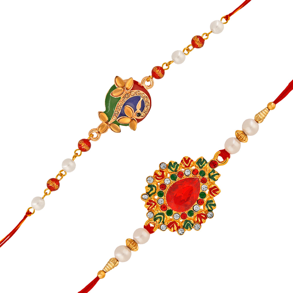 Combo of Peacok and Peacock Feather Shaped Rakhi