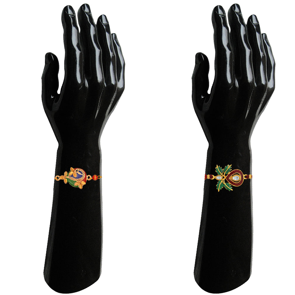 Combo of Leaf and Peacock Shaped Rakhi's