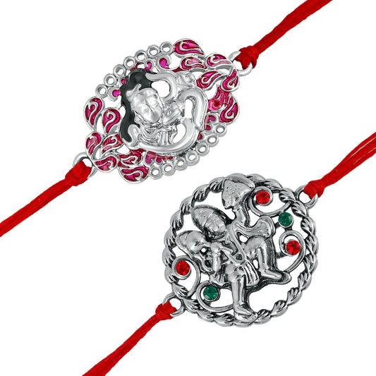 Combo of Shiva and Hanuman Rakhis with Meena Work