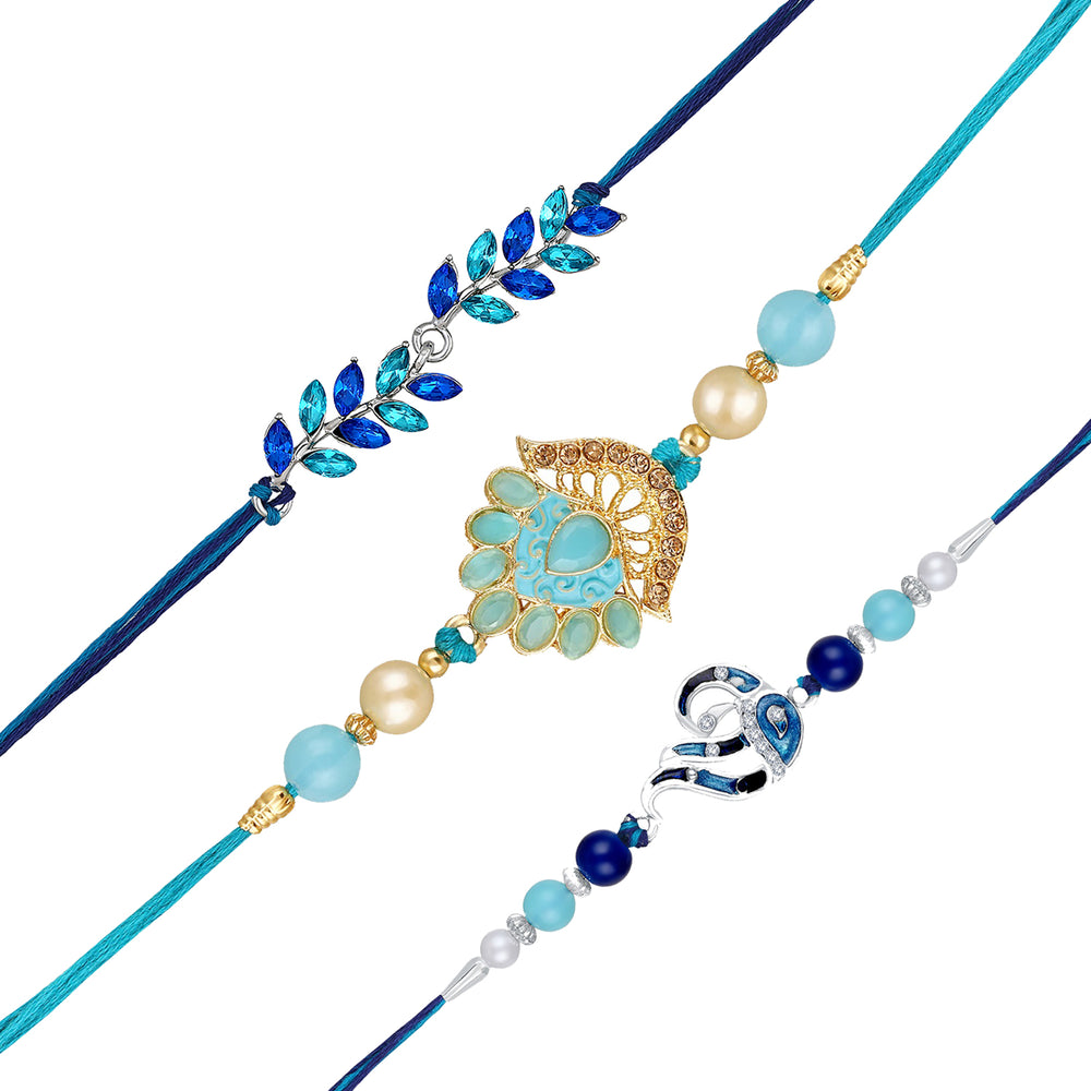 Combo of Floral, Leaf and Peacock Shaped Rakhis