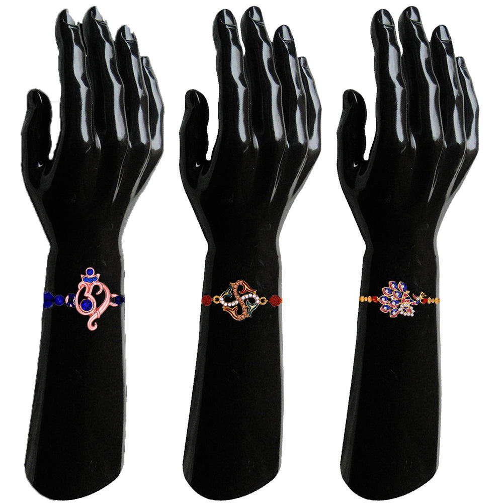 Combo of Ganpati Swastik and Peacock Shaped Rakhi's