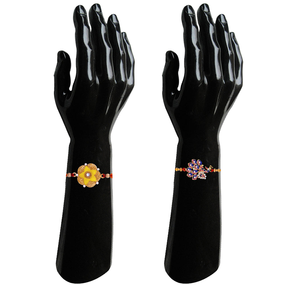 Multicolor Combo of 4 Beautiful Rakhi Set