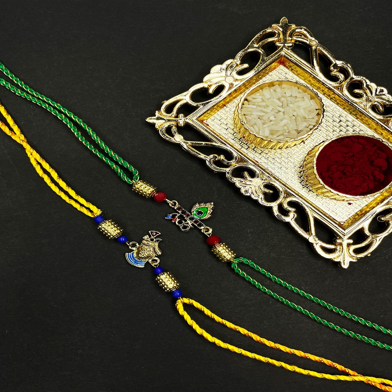 Colurful Rakshabandhan Combo of Krishna and OM Rakhi