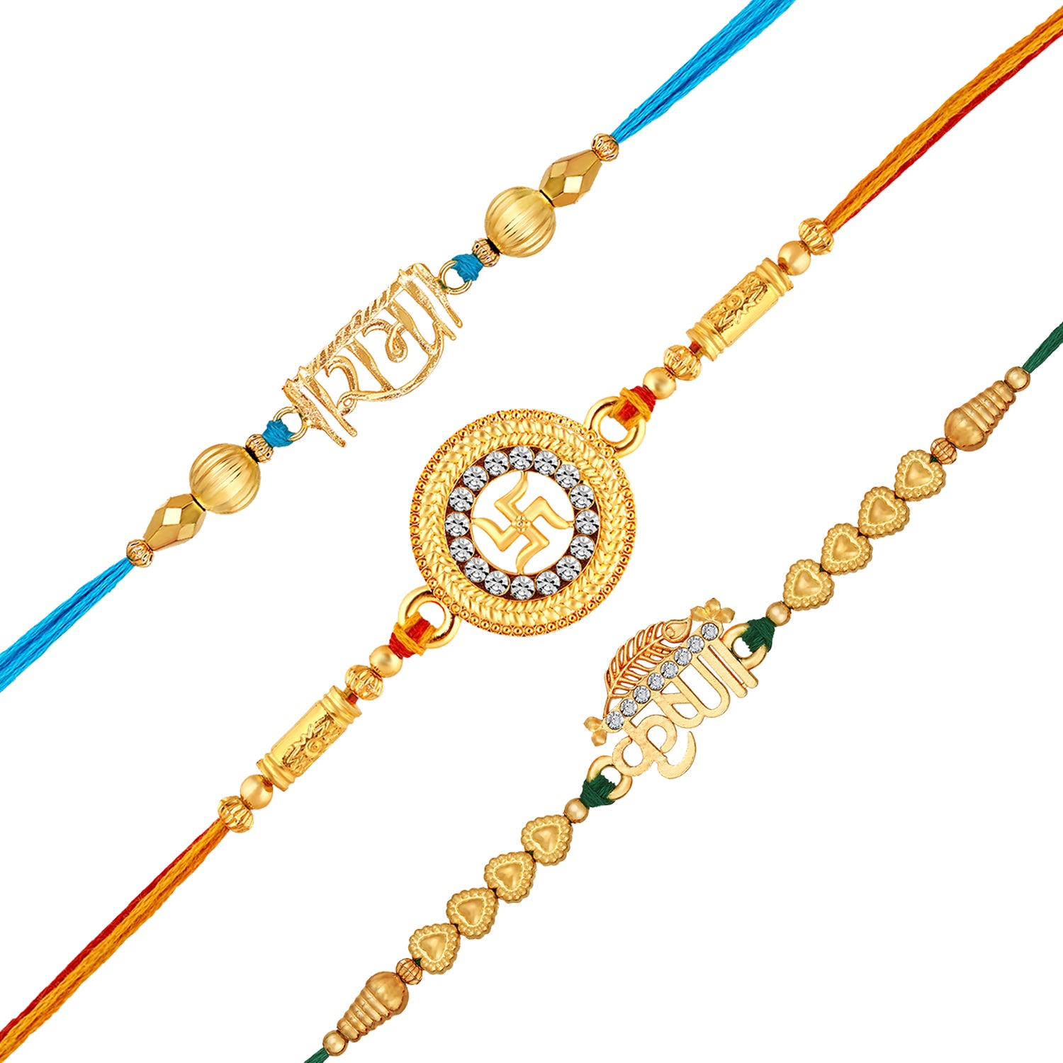 Combo of Swastik, Rama and Krushana Religious Rakhis