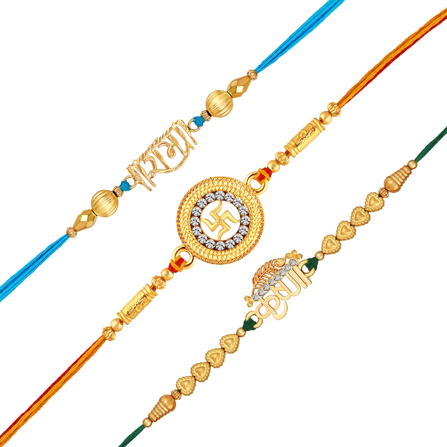 Combo of Swastik, Rama and Krushana Religious Rakhis