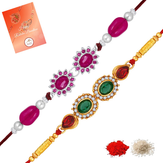 Combo 2 Colorful Floral Rakhis