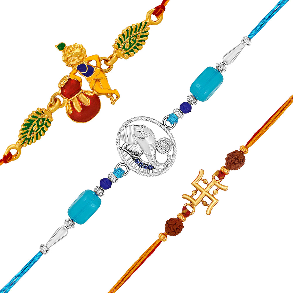 Religious Combo of OM Ganesha and Swastik Rakhi
