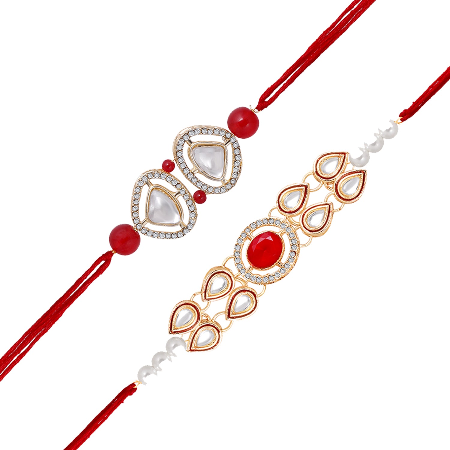 Classic Kundan Studded Ethnic Thread Rakhi Set