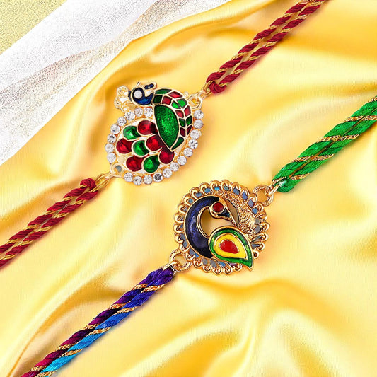 Peacock-Shaped Rakhi's Combo of 2 for Brother