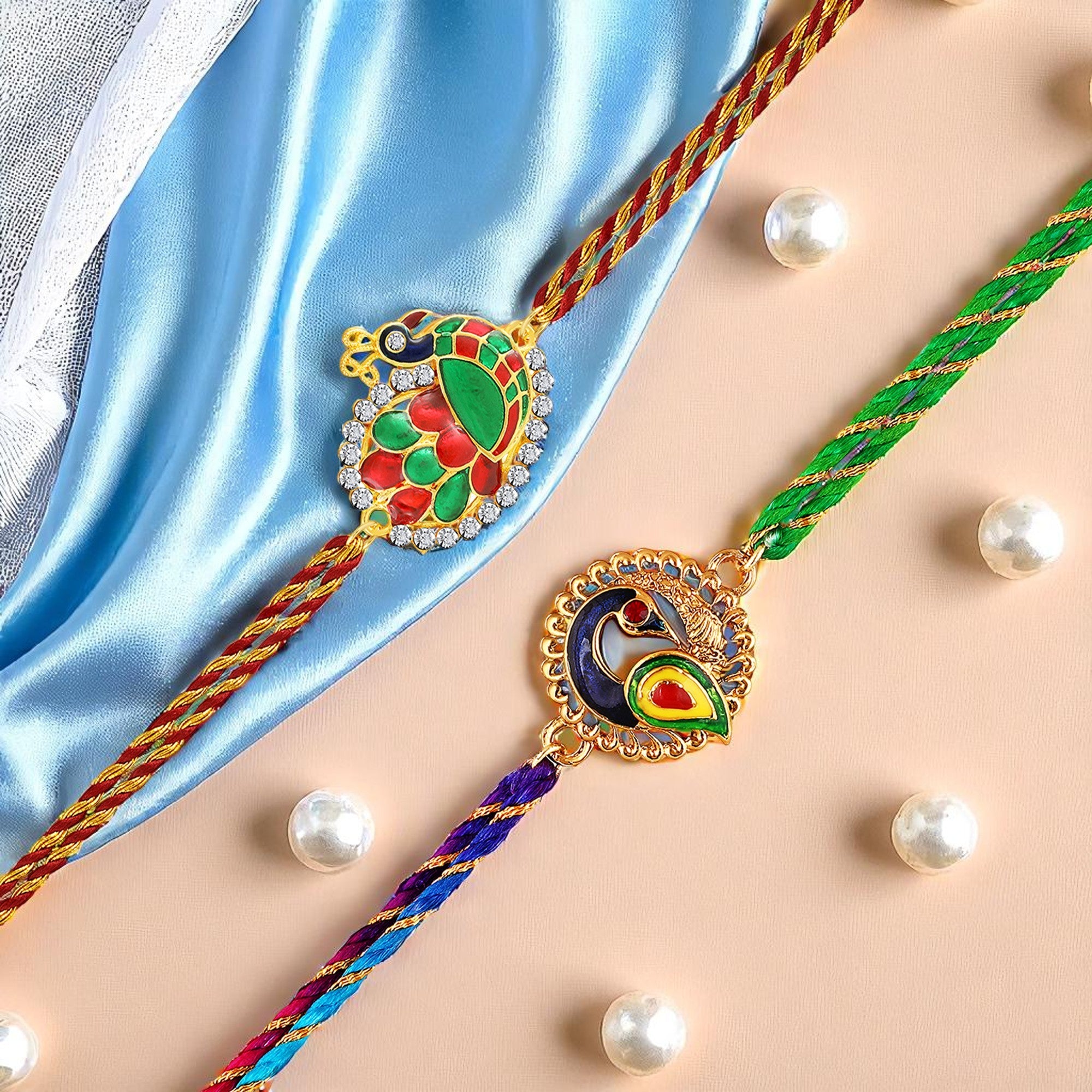 Peacock-Shaped Rakhi's Combo of 2 for Brother