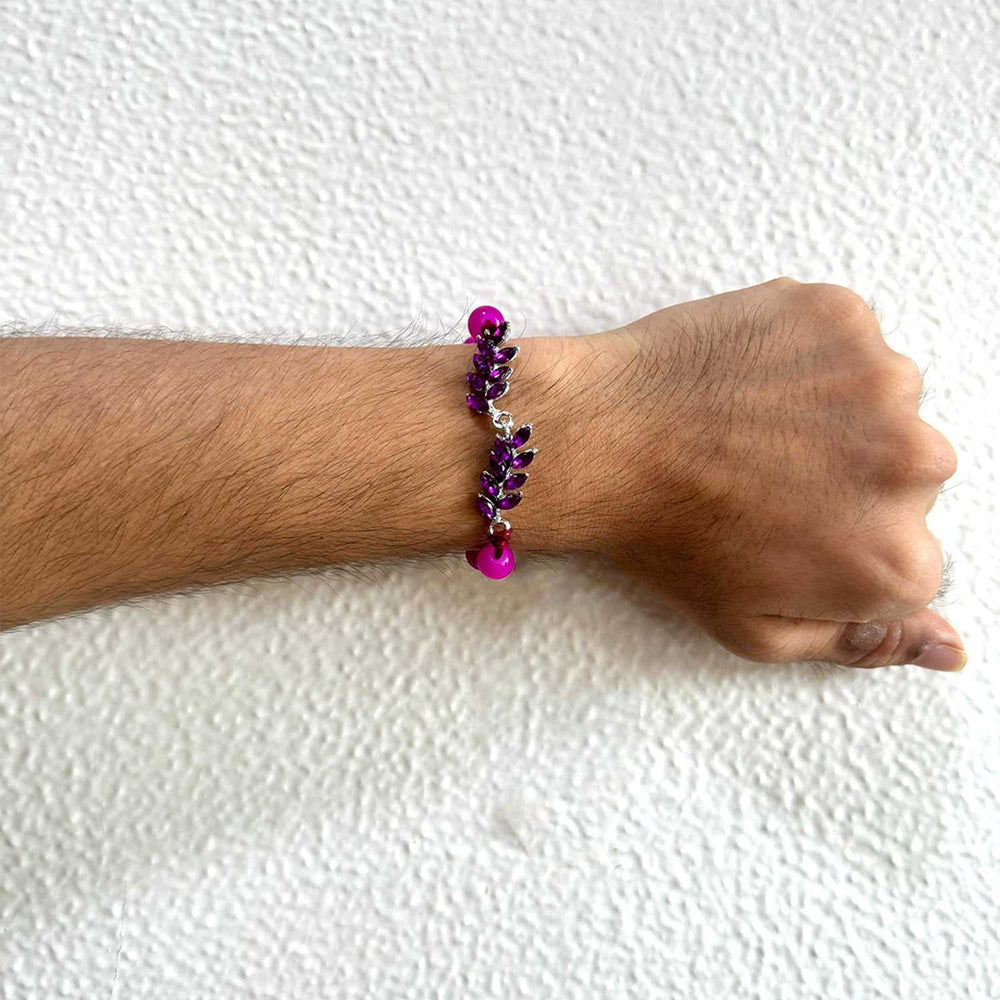 Magenta Stone Rakhi Combo Set of 2 for Brother