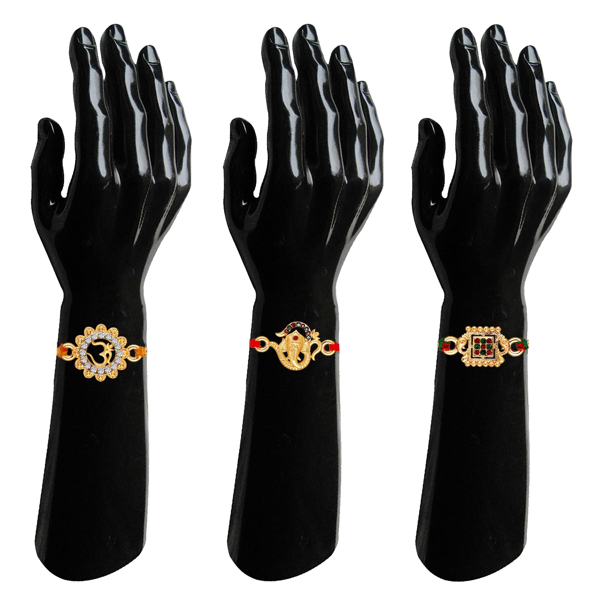 Divine Rakhi Combo Set of 3 Ganesha, Om, Rakhis for Brother