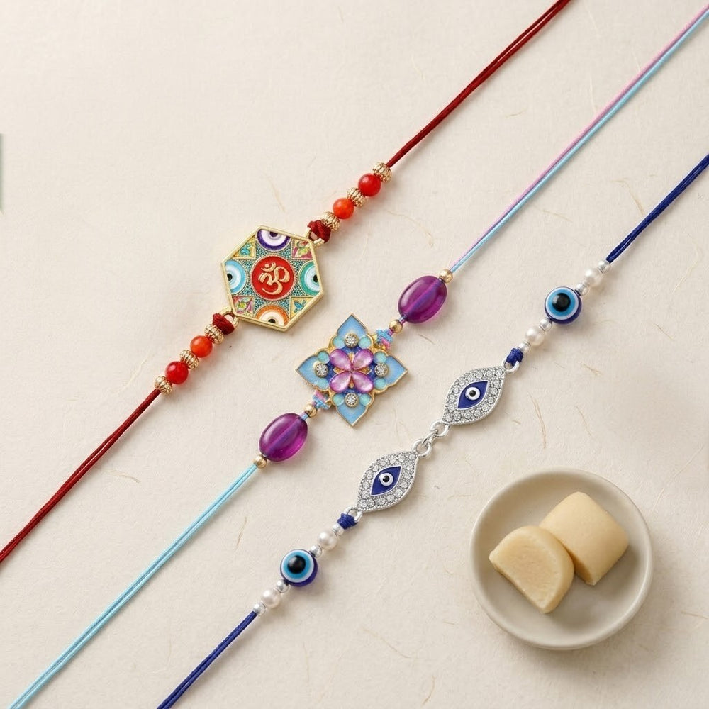 Divine Evil Eye Rakhi Combo Set