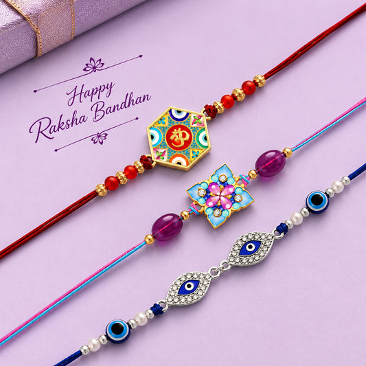 Divine Evil Eye Rakhi Combo Set
