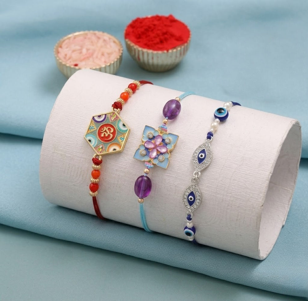 Divine Evil Eye Rakhi Combo Set