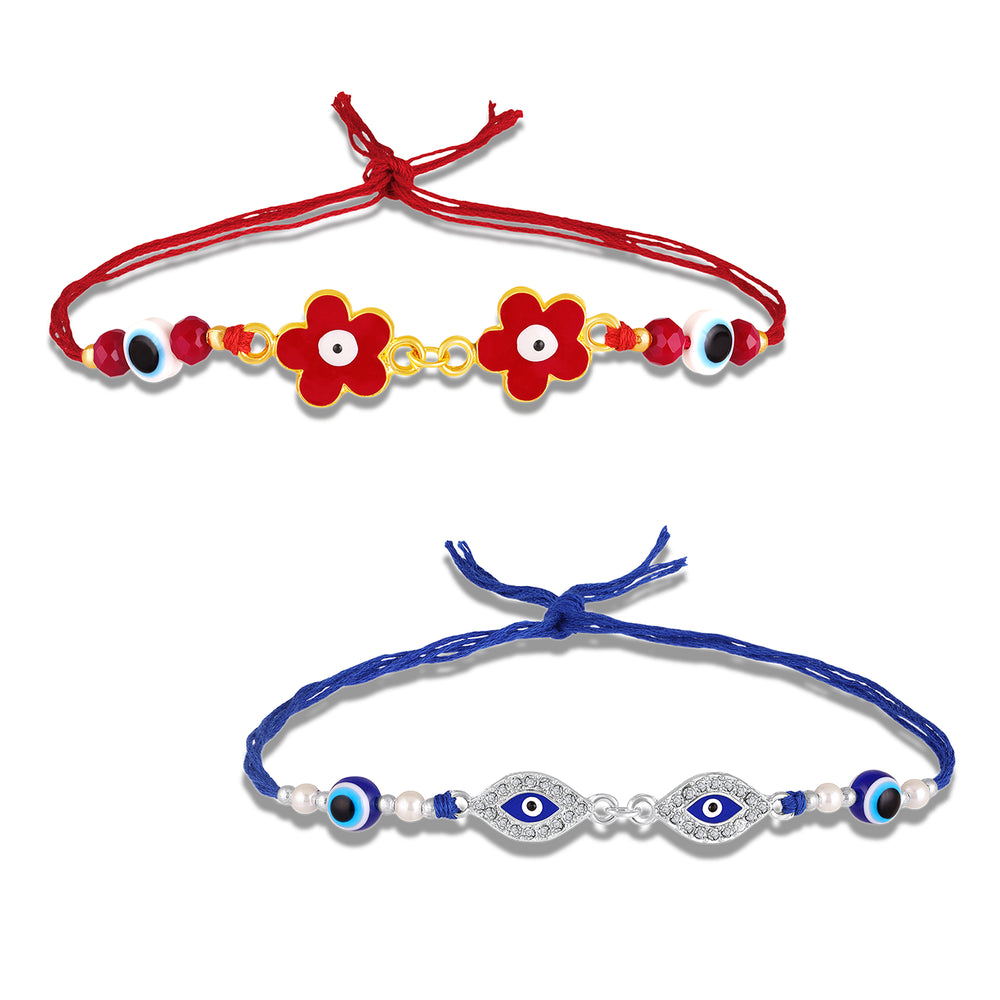 Floral Evil Eye Rakhi Combo Set