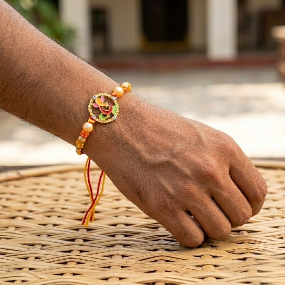 Traditional, Peacock shaped, Ganesh Rakhi Combo