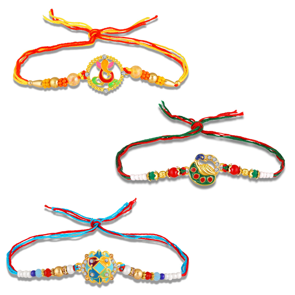 Traditional, Peacock shaped, Ganesh Rakhi Combo