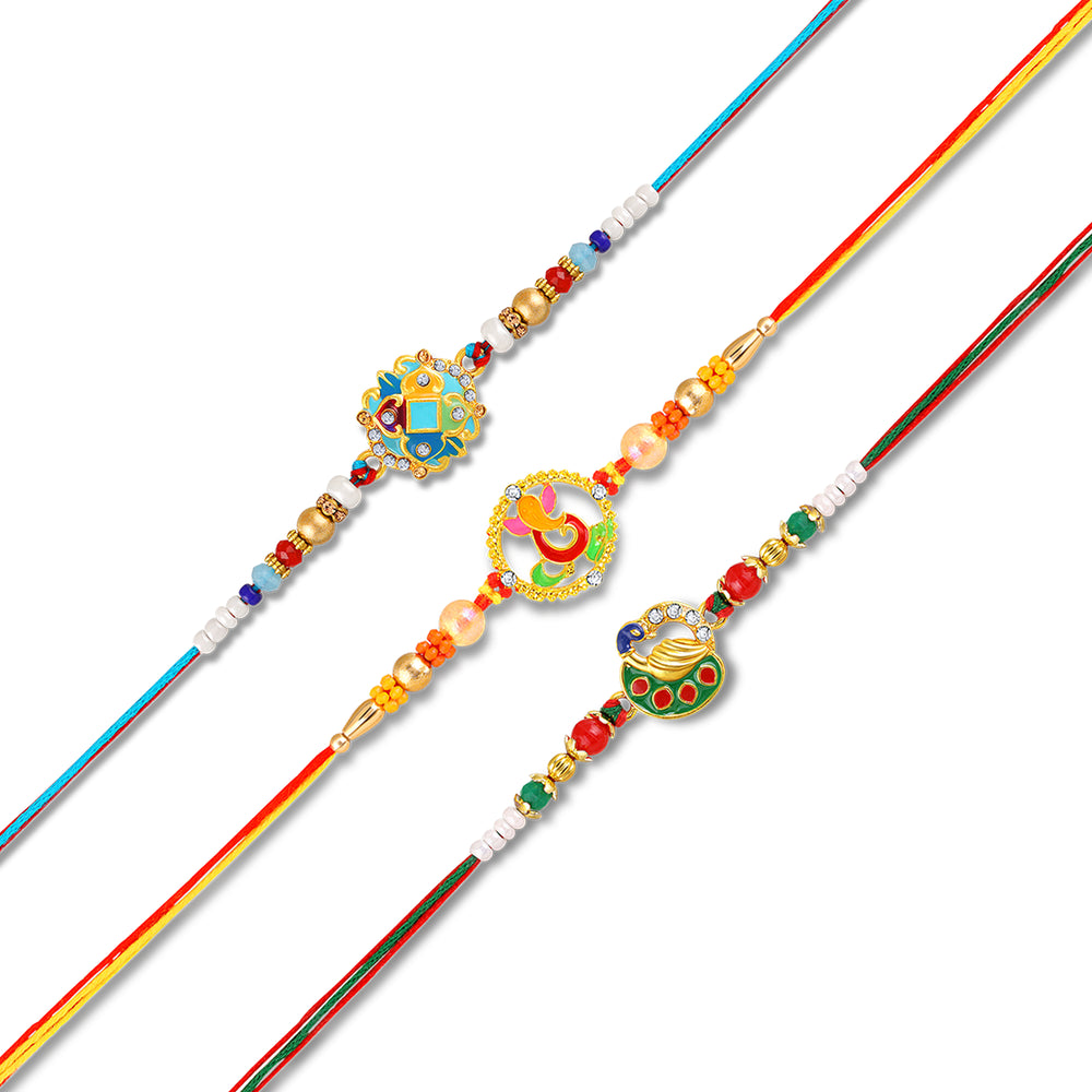 Traditional, Peacock shaped, Ganesh Rakhi Combo