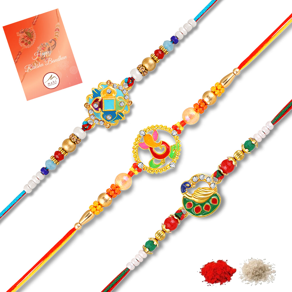 Traditional, Peacock shaped, Ganesh Rakhi Combo