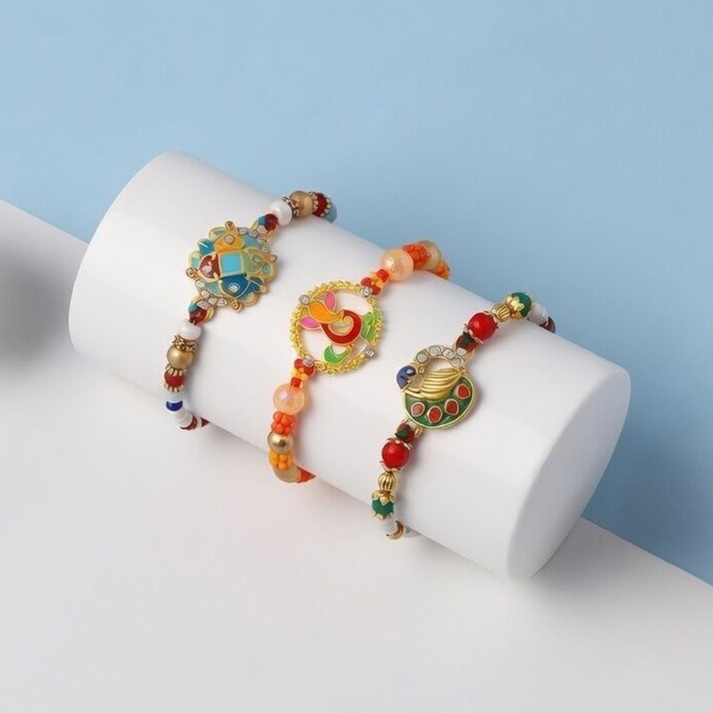 Traditional, Peacock shaped, Ganesh Rakhi Combo