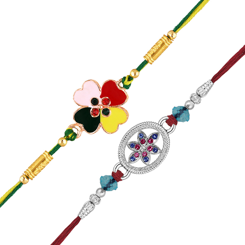 Multicolor Floral Mens Rakhi Combo