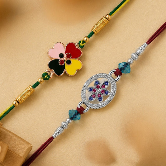 Multicolor Floral Mens Rakhi Combo