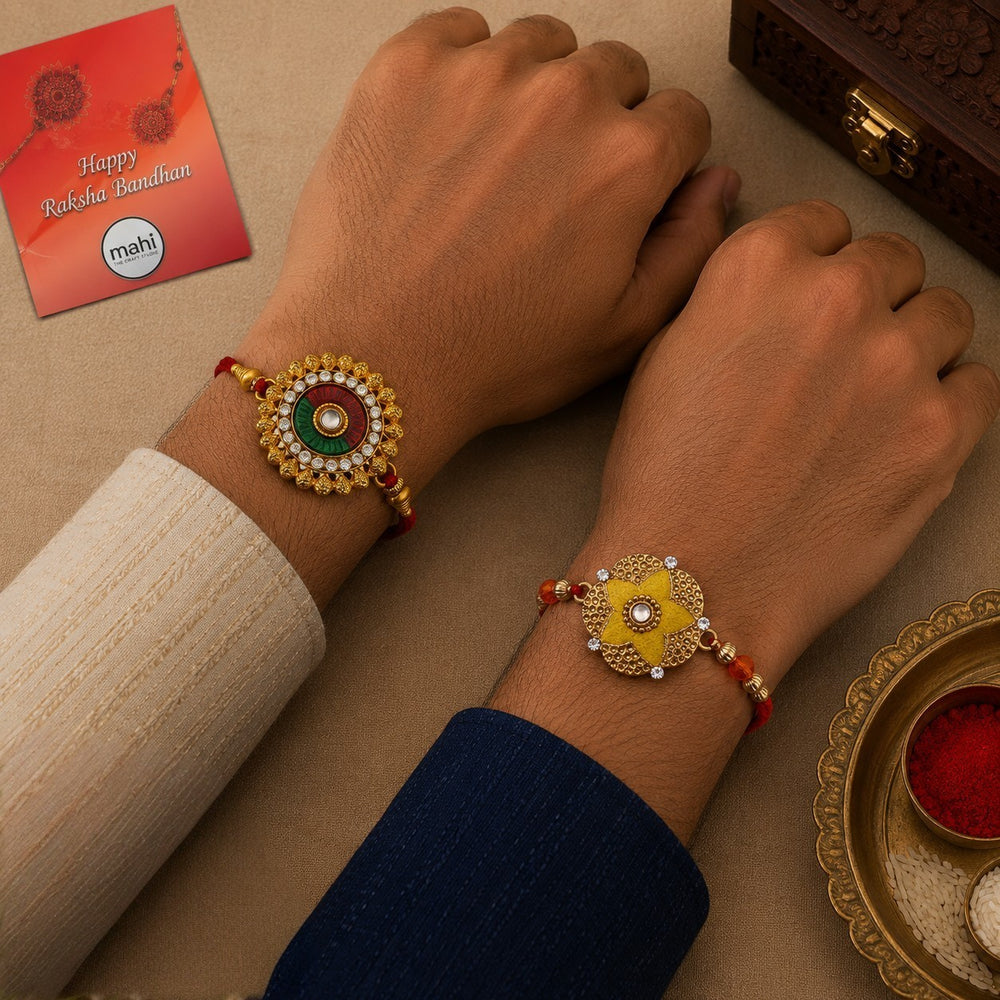 Traditional Floral Meenakari Mens Rakhi
