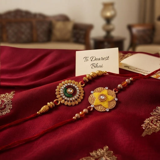 Traditional Floral Meenakari Mens Rakhi
