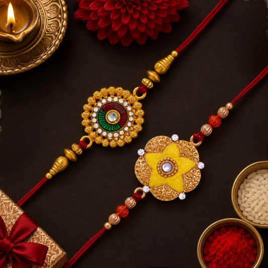 Traditional Floral Meenakari Mens Rakhi
