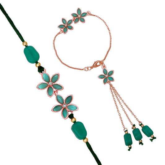 Green Floral Couple Rakhi