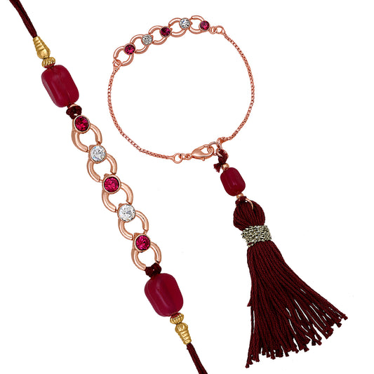 Pink and White Circular Link Couple Rakhi