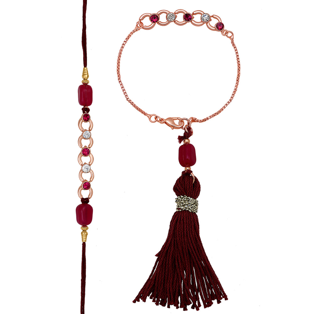 Pink and White Circular Link Couple Rakhi