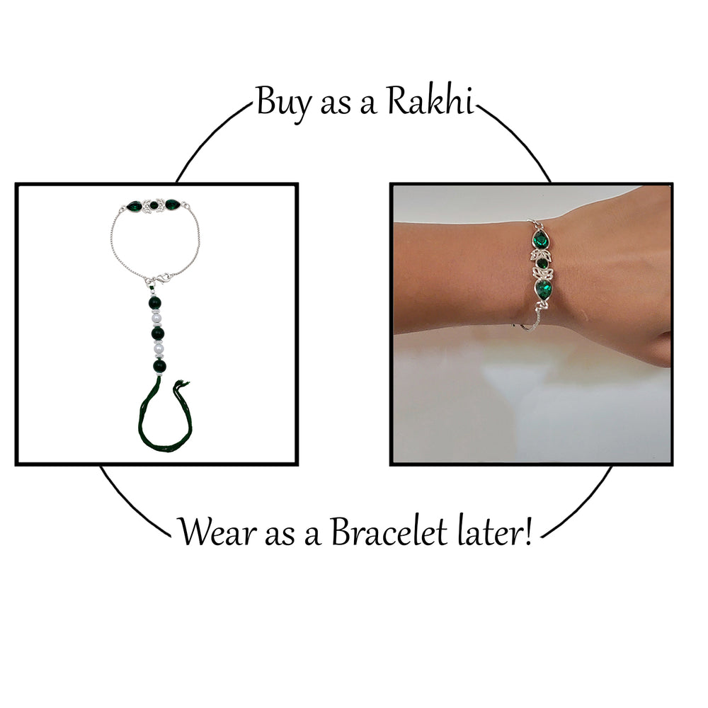 Green Water Drop Lumba Couple Rakhi