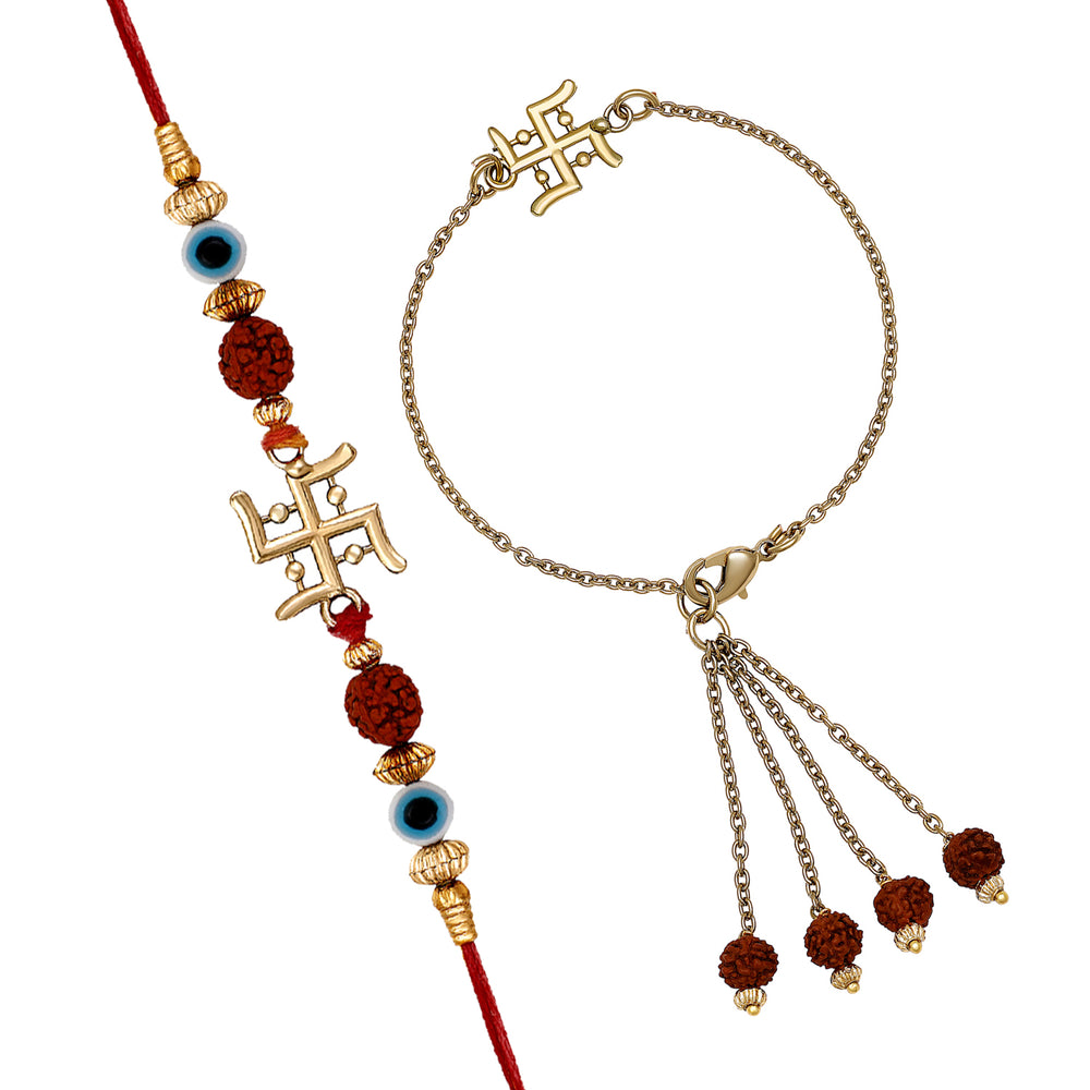 Evil Eye and Swastik Couple Rakhi