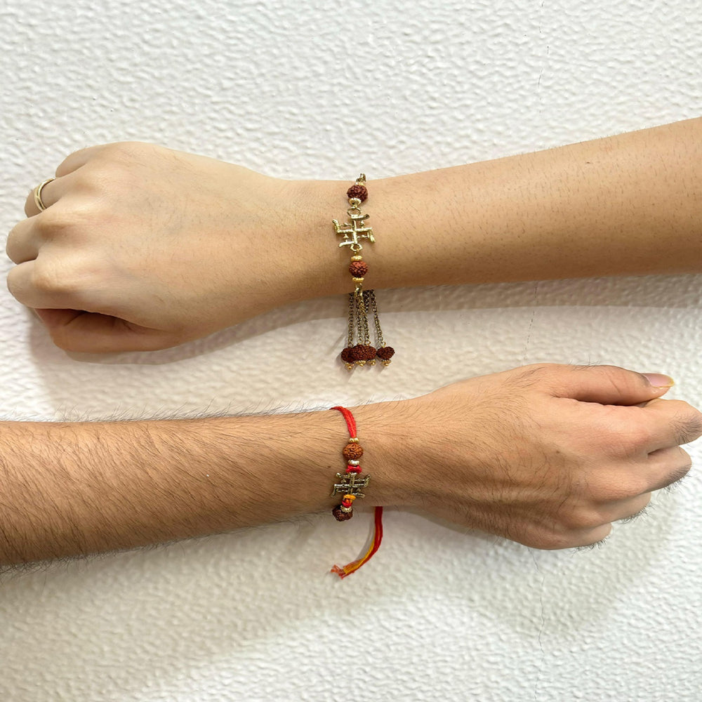 Swastik and Rudraksha Couple Rakhi