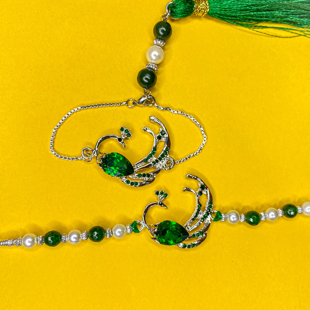 Peacock-Shaped Couple Rakhi