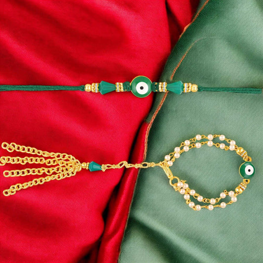 Elegant Evil Eye Couple Rakhi Set