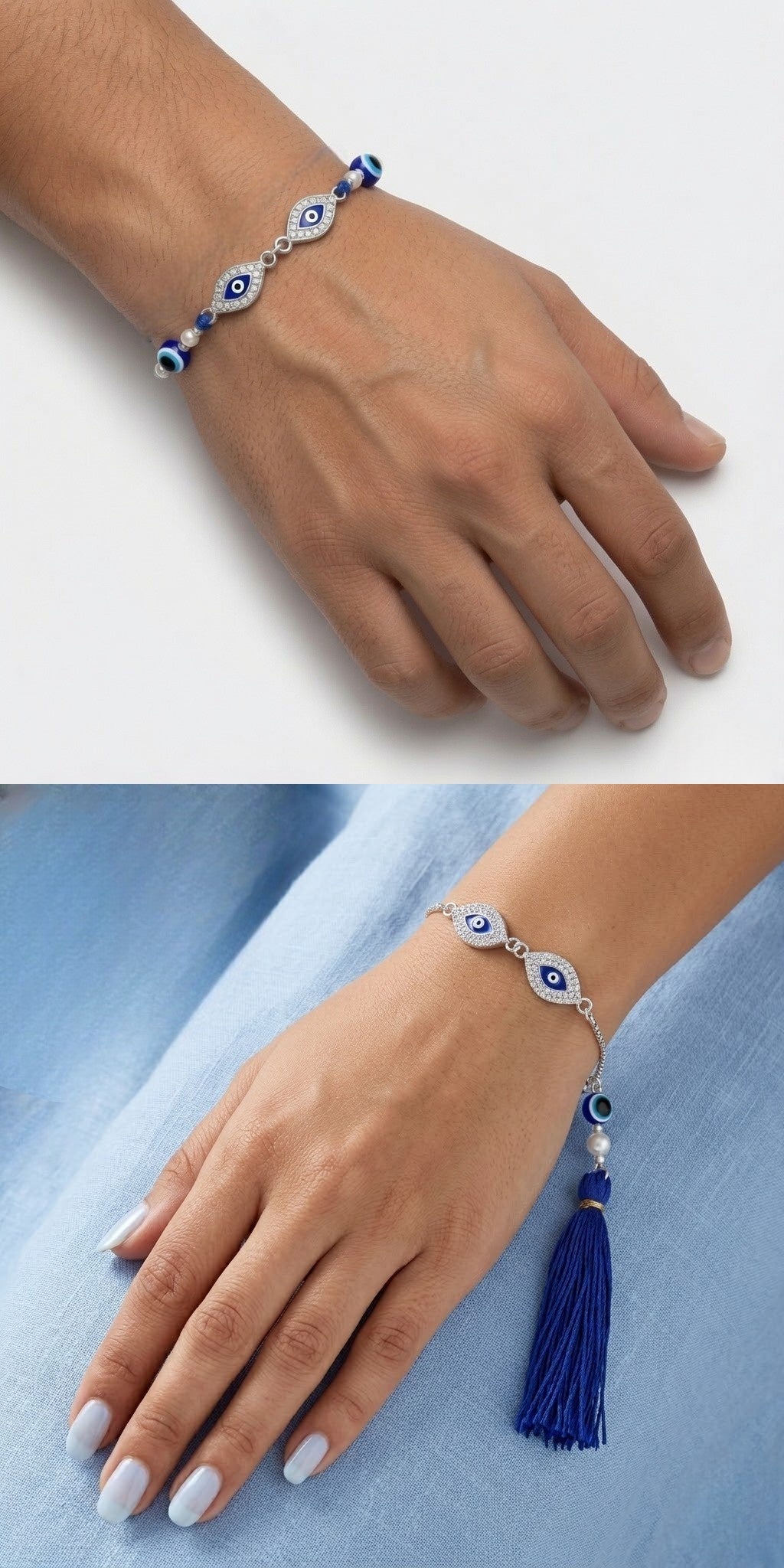 Evil Eye Bhaiya Bhabhi Couple Rakhi Set