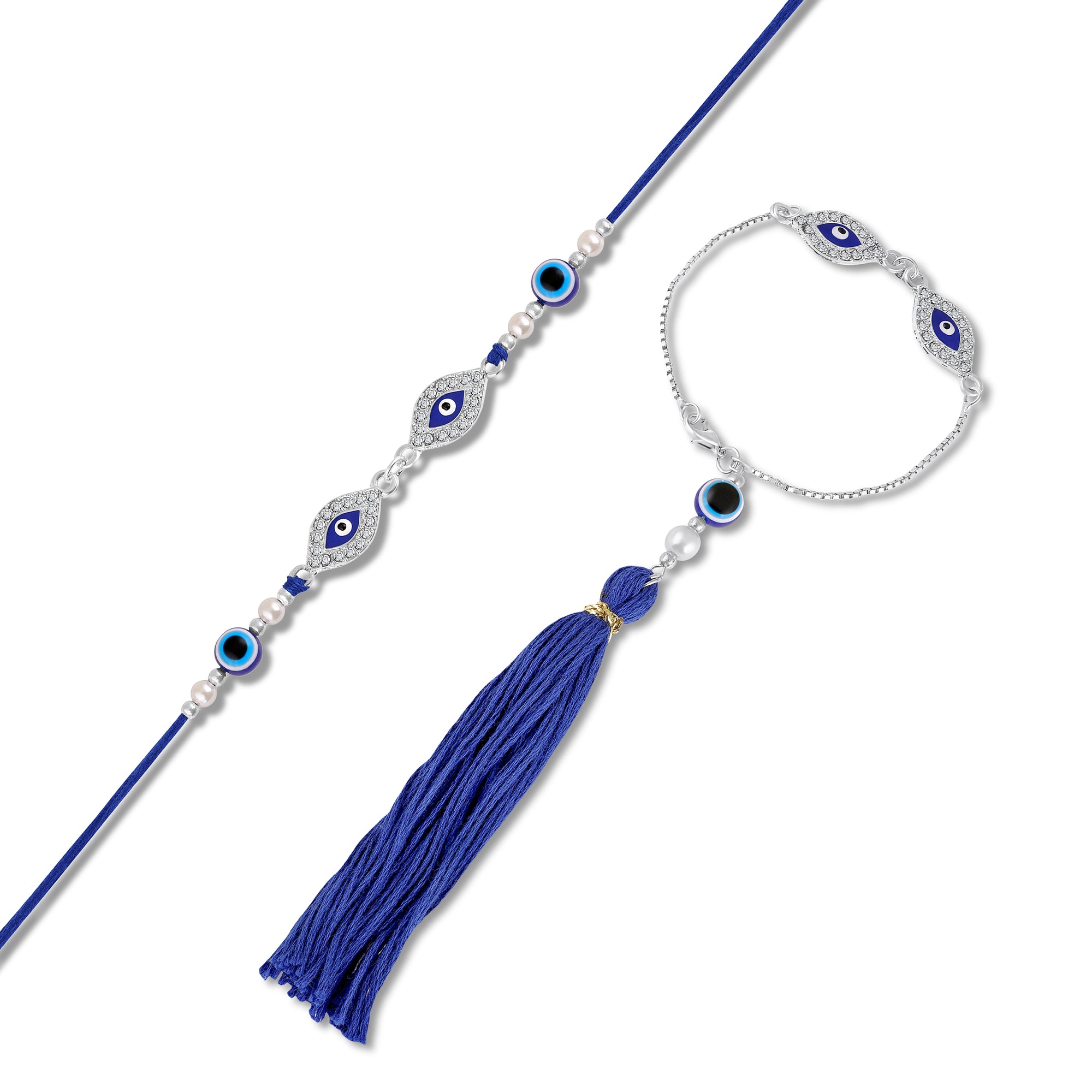 Evil Eye Bhaiya Bhabhi Couple Rakhi Set